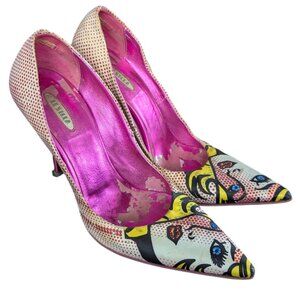 Le Silla pop art satin bejewelled Pointed Toe Crystal Embellished Pumps  Size 36